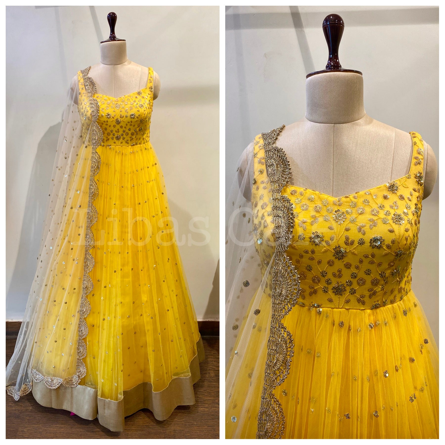 Yellow Sequin Anarkali